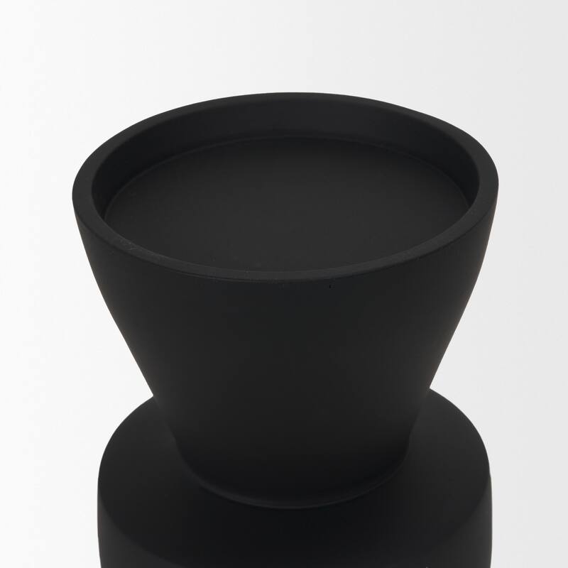 Odilia Large Smooth Matte Black Metal Geometric Pillar Candle Holder
