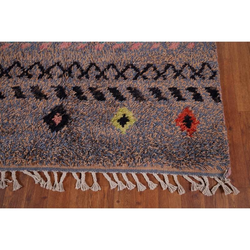 Geometric Plush Moroccan Oriental Area Rug Handmade Wool Carpet - 8'11" x 12'5"