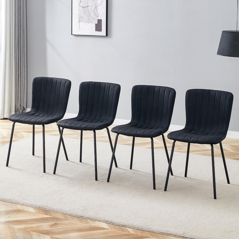 Classic Dining Chair Set of 4, Kitchen Armless Side Chair, Interior Decoration Chair with Metal Legs for Dining Room - Black