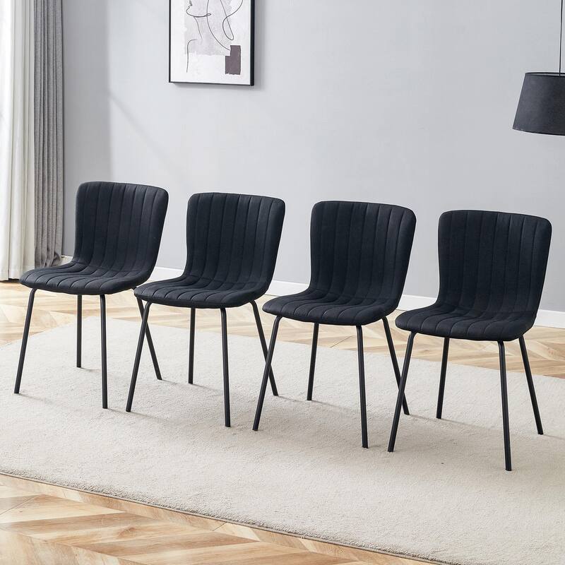 Set of 4 Minimalist Dining Chairs – Premium Black Metal Leg Design for Modern Interiors, Versatile Style Adaptability