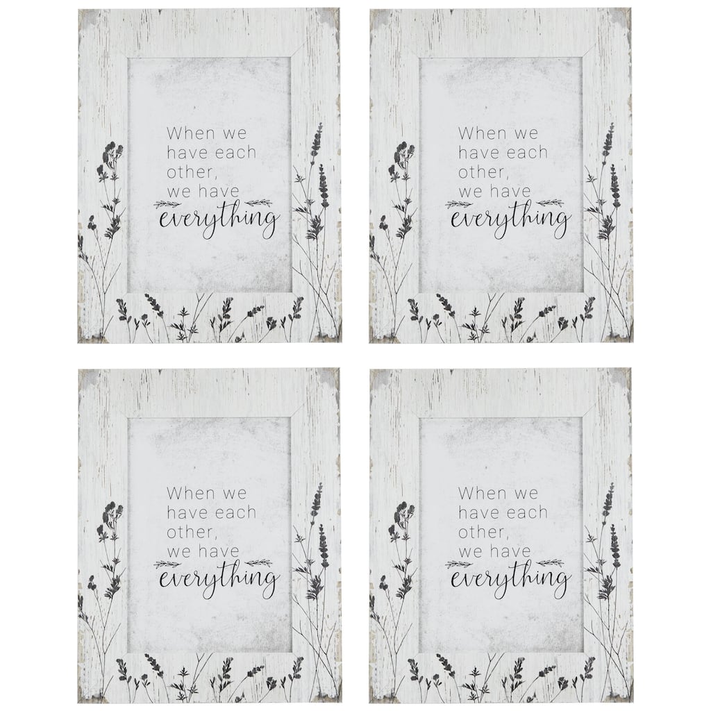 Weathered Floral Picture Frames for 5" x 7" Photo - White - Set of 4