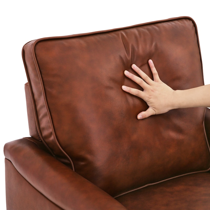 LUE BONA Modern Swivel Accent Chair Leather Armchair for Living Room - 30" W x 32" D x 36" H