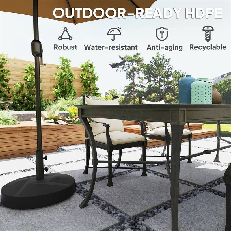 Heavy Duty Outdoor Garden Umbrella Base Adjustable Parasol Stand for Patio Poolside HDPE Plastic Sand or Water Fill