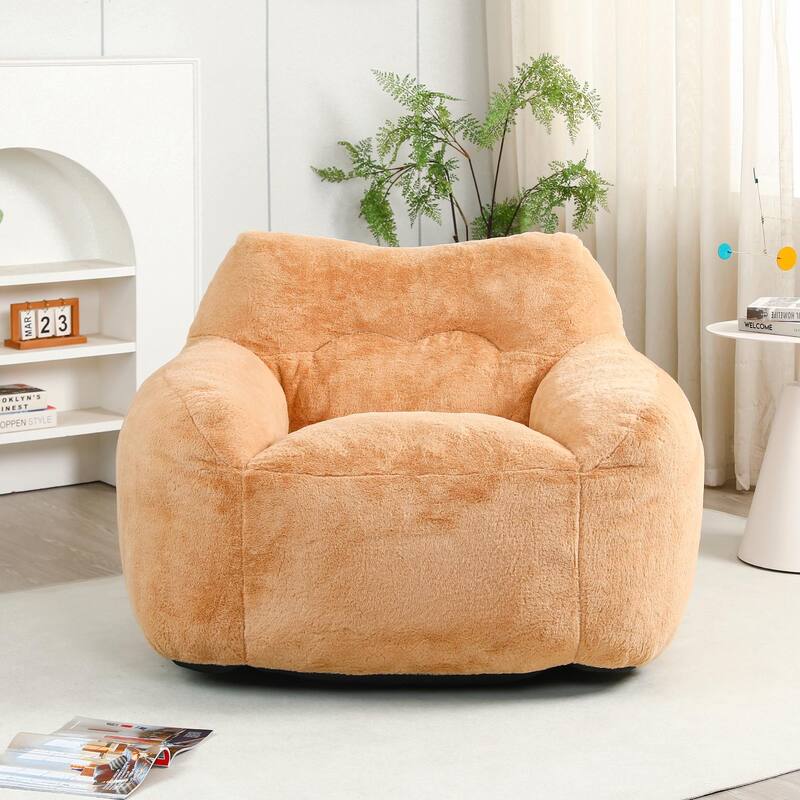 Bean Bag Sofa Chair with Armrests, Stuffed High-Density Foam, Lazy Sofa Comfy Chairs - Brown