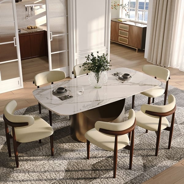 Modern Dining Table with Rectangular Sintered Stone Tabletop, Carbon ...