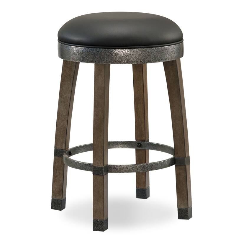 Traditional Wood Faux Leather Counter-height Stool Set of 2