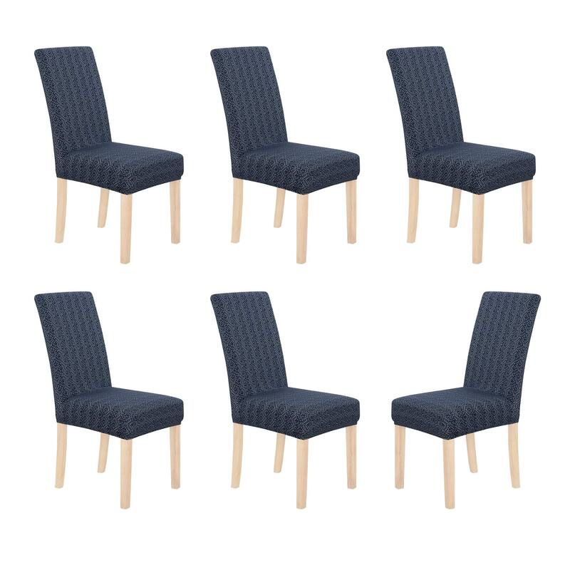 Stretch Jacquard Spandex Chair Covers 6 Pieces - 18x18x24 Inch - Navy Blue