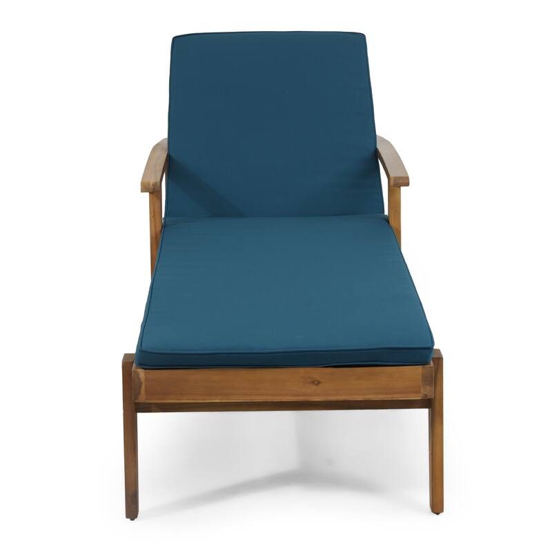 Jason Outdoor Acacia Wood Outdoor Chaise Lounge with Water Resistant Cushion by Christopher Knight Home