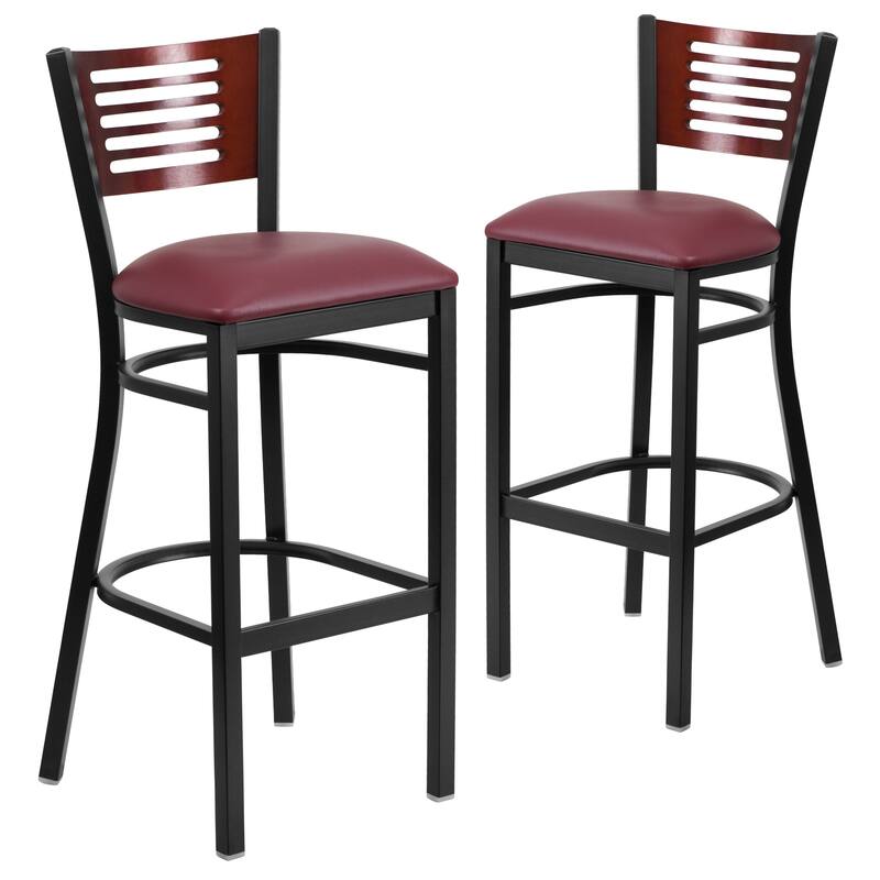 2 Pk. Hercules Series Decorative Slat Back Metal Restaurant Barstool - 19.75"W x 20"D x 43"H - 19.75"W x 20"D x 43"H