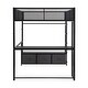 preview thumbnail 21 of 23, Full Size Gaming Loft Bed with Desk and LED Lights, Metal Loft Bed Frame w/ 3 Linen Storage Drawers, Open Wardrobe & Ladder