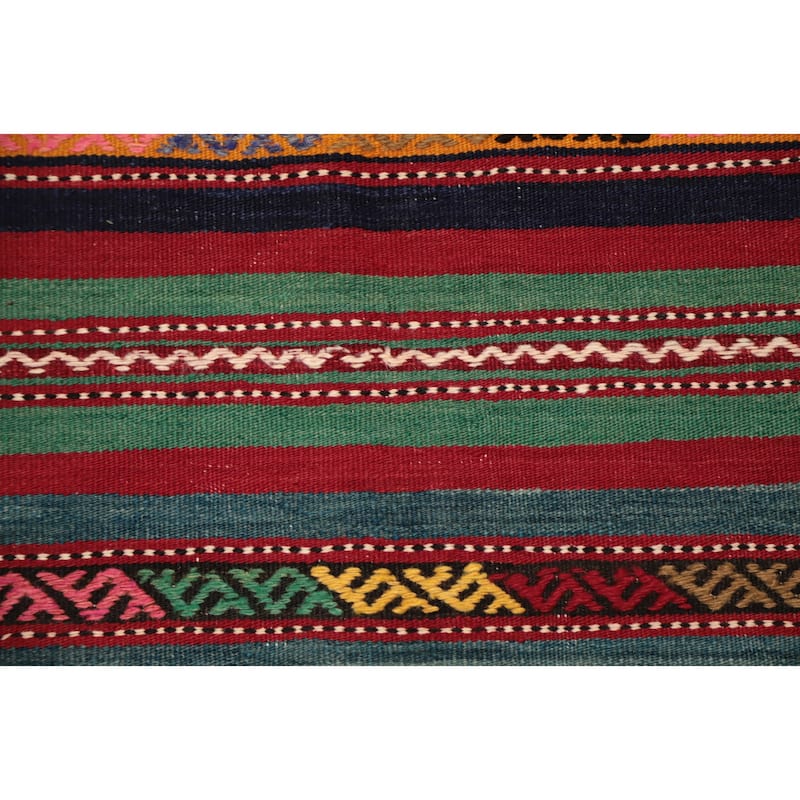 Hand Woven Oriental 100% Wool Carpet Southwestern Tribal Multi-Colored Kilim Area Rug - 10' 1'' X 5' 8''