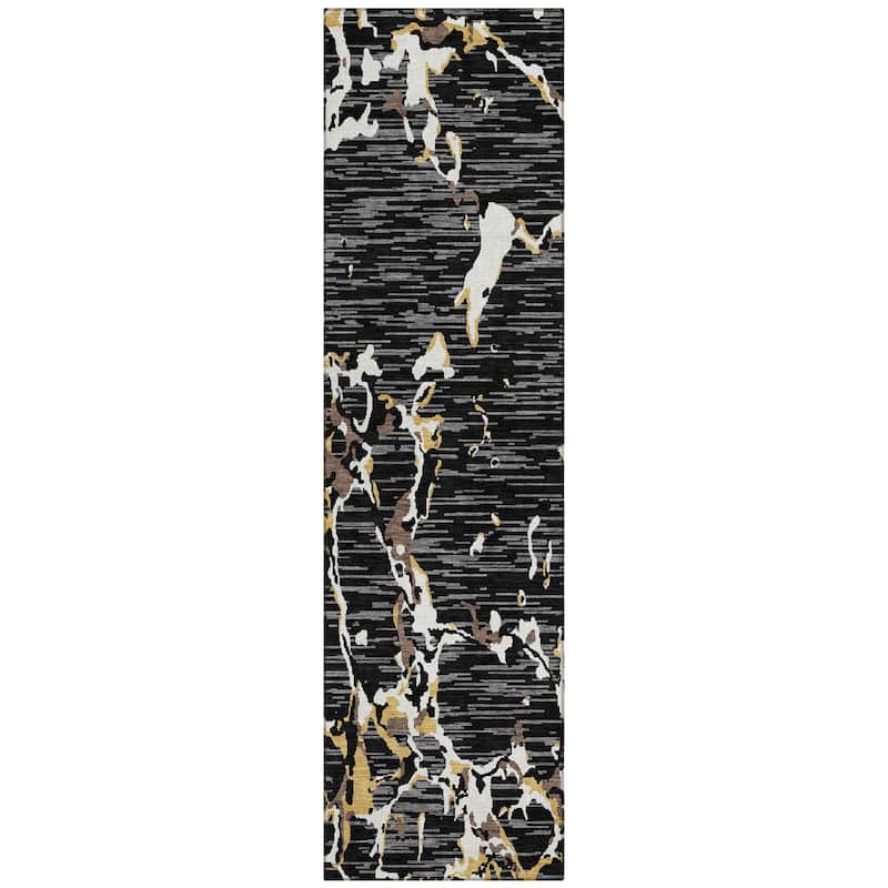 Machine Washable Indoor/ Outdoor Abstract Camo Chantille Rug
