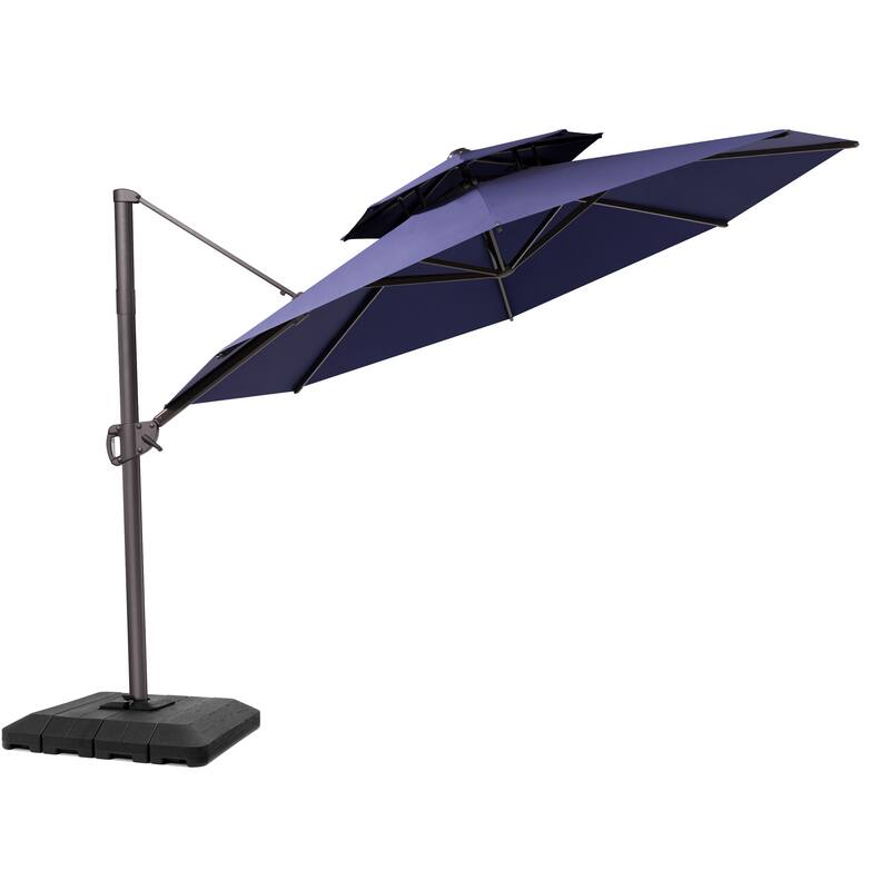 VredHom Offset Cantilever Patio Umbrella with 4-piece Fillable Base