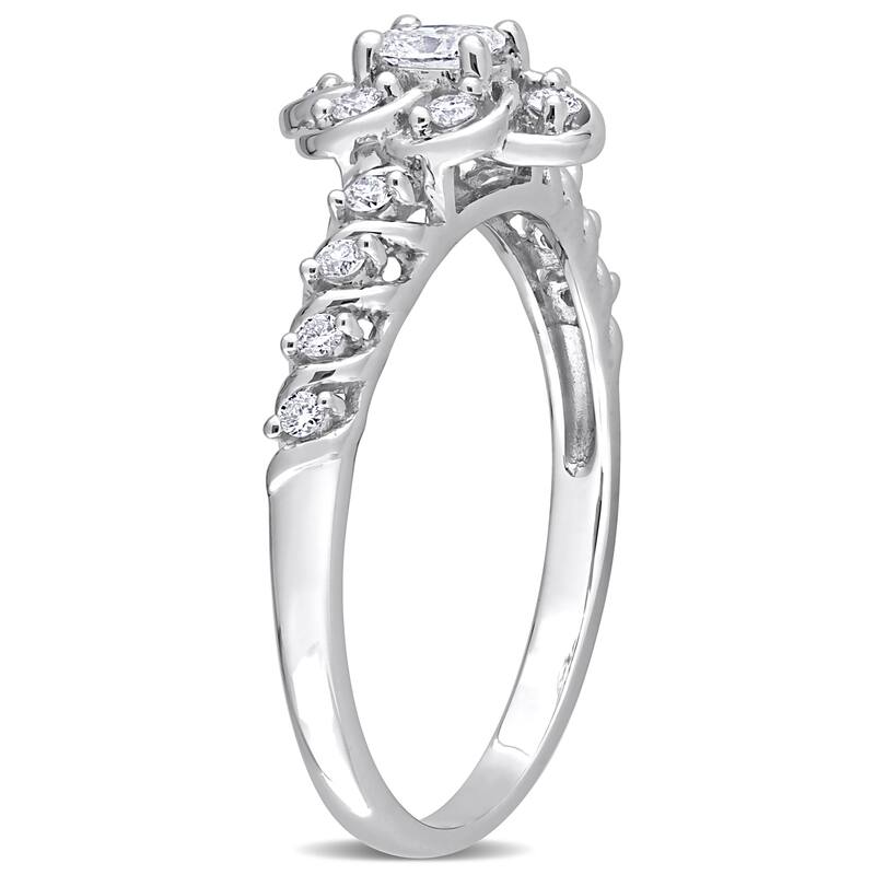 Miadora 1/3ct TDW Oval-cut Diamond Spiral Floral Engagement Ring in 14k White Gold