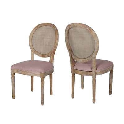 Epworth Wooden Dining Chair with Wicker and Fabric Seating (Set of 2) by Christopher Knight Home