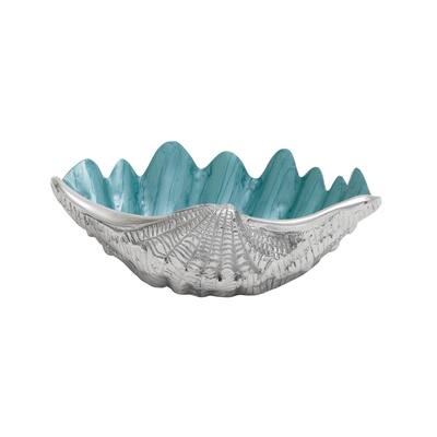 Aluminum Metal Shell Shell Serving Bowl with Enamel Interior - Teal - Roche River Decor