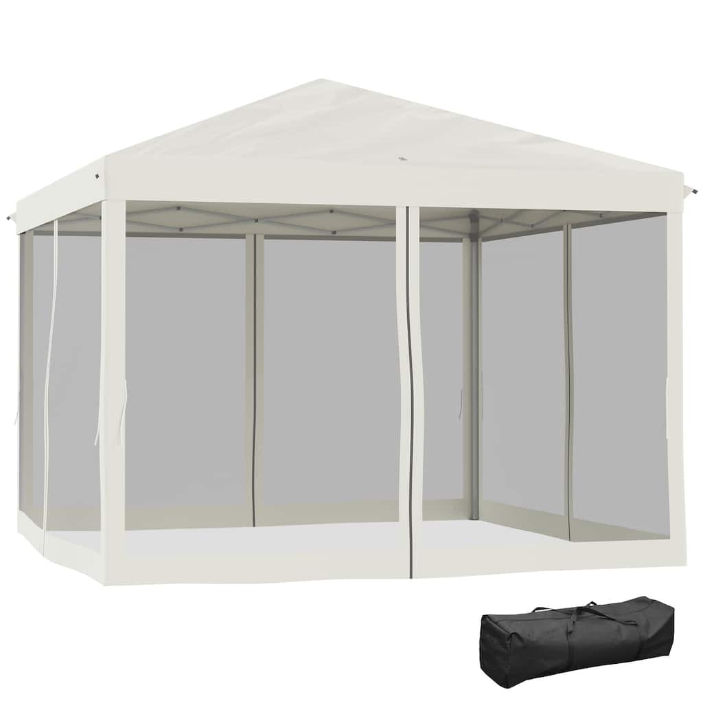 10'x10' Pop Up Canopy Tent with Netting, Adjustable Height Gazebo with Carry Bag for Outdoor Events