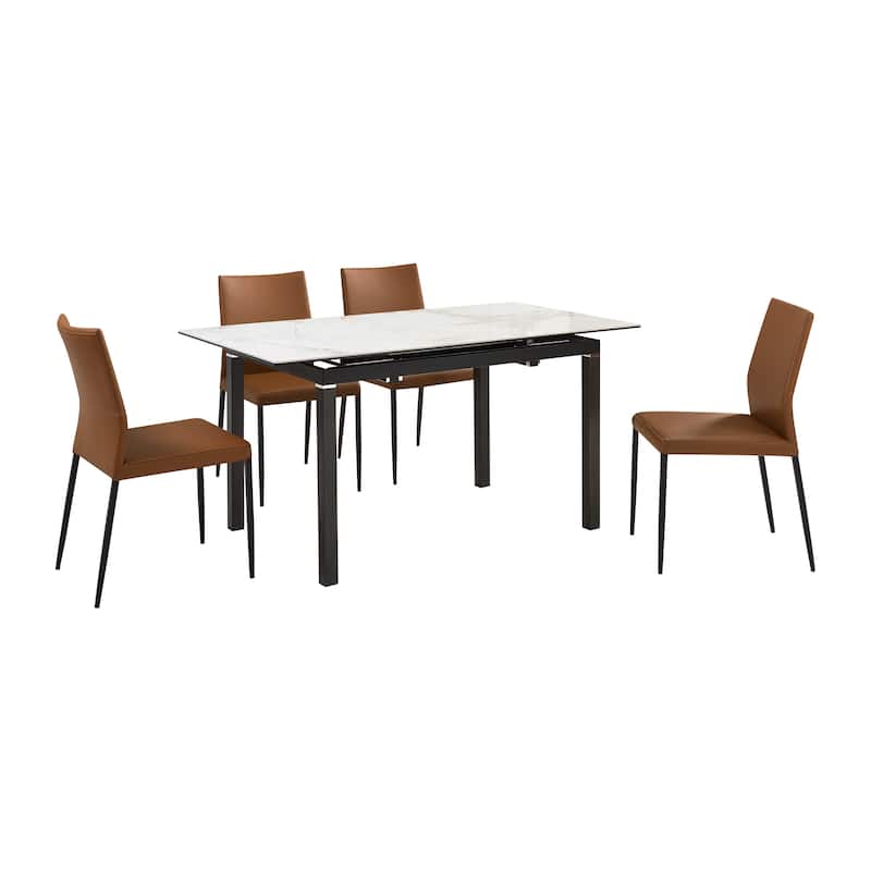 Giana Kash 5 Piece Extendable Dining Set with Faux Leather Chairs