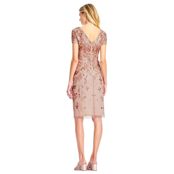 Shop Adrianna Papell Short Sleeve Cocktail Dress Sequin Florals