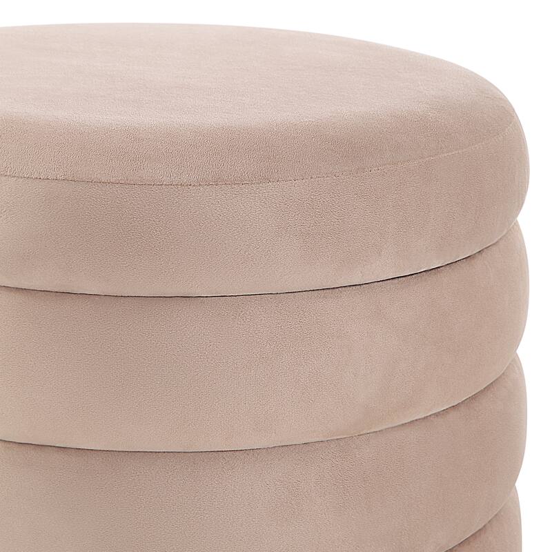 Renwil Lloyd Indoor Poly-Velvet Storage Ottoman, Beige