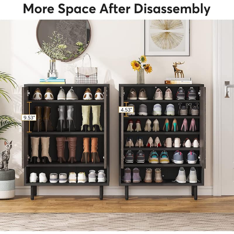 Modern Shoe Cabinet 18 Pair Shoe Rack Organizer Cabinet with Door