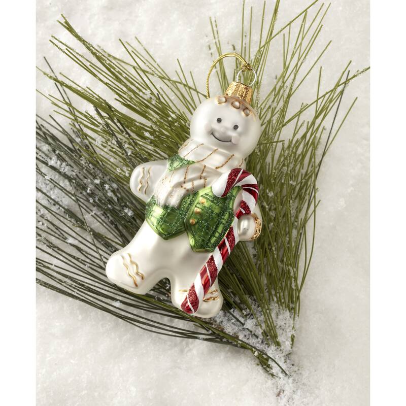 Lenox 2025 Blown Glass Gingerbread Ornament, Christmas - 2.75"L x 1.75"W x 4.5"H