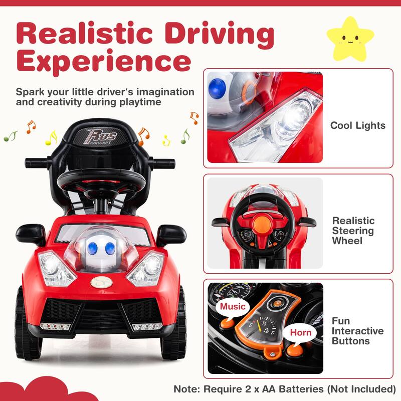 Gymax 3-in-1 Sliding Walker w/ Adjustable Canopy Horn Music & Light
