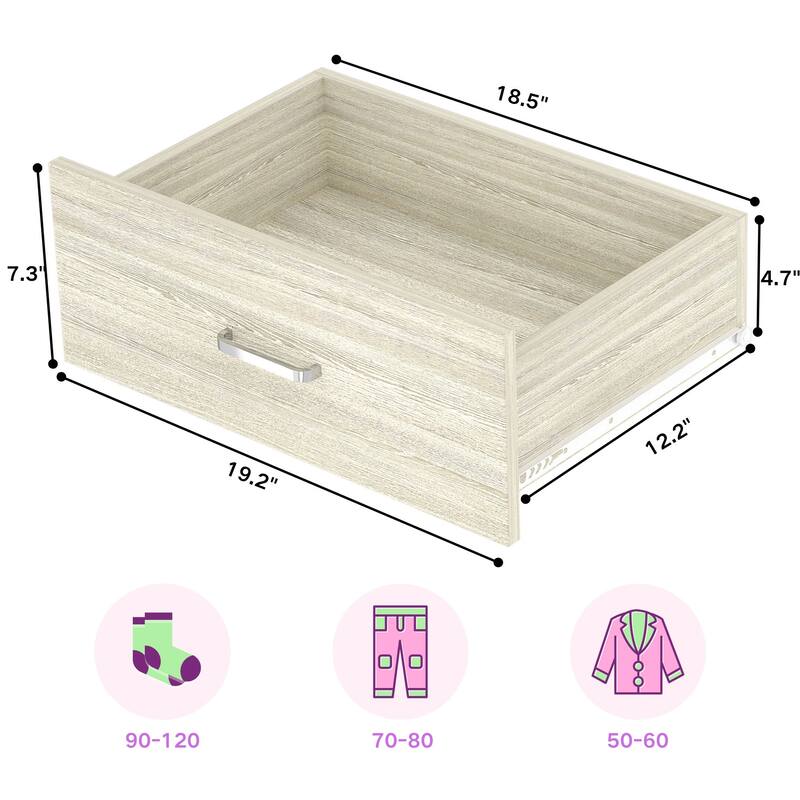 96'' Hanging Closet System with 3 Hanging Rod ＆ 3 Shelving Towers ＆ 2 Drawers,8FT Walk in Closet Organizer System