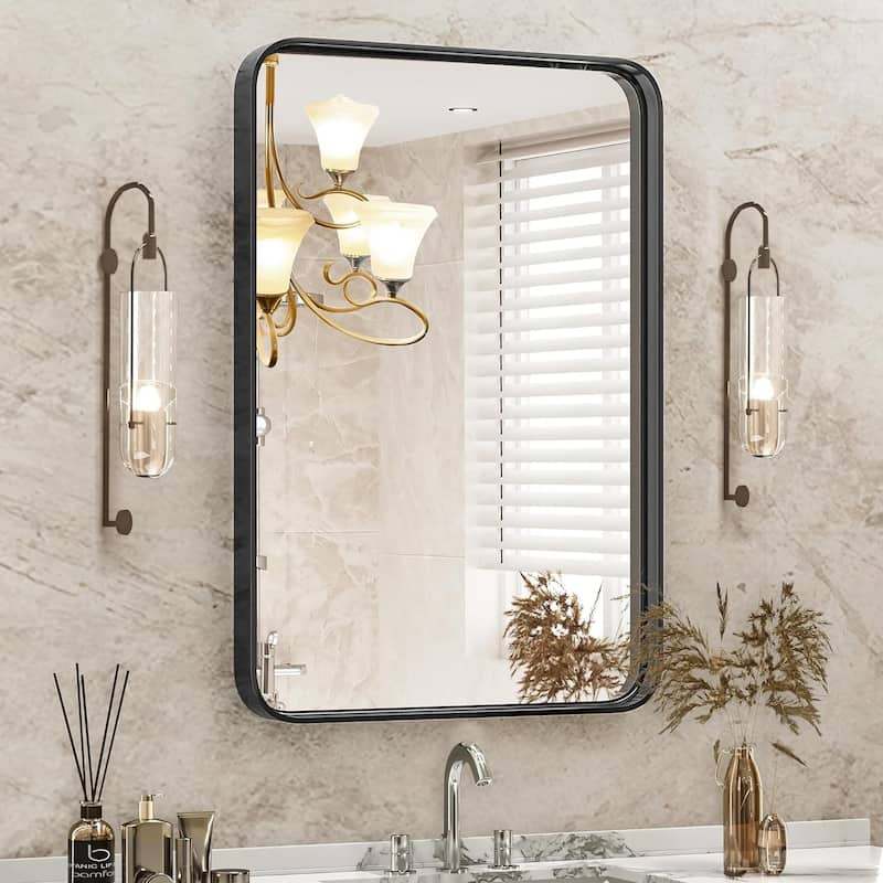 Modern Metal Frame Wall Mounted Bathroom Vanity Mirror with 5-year warranty - 36“*24”