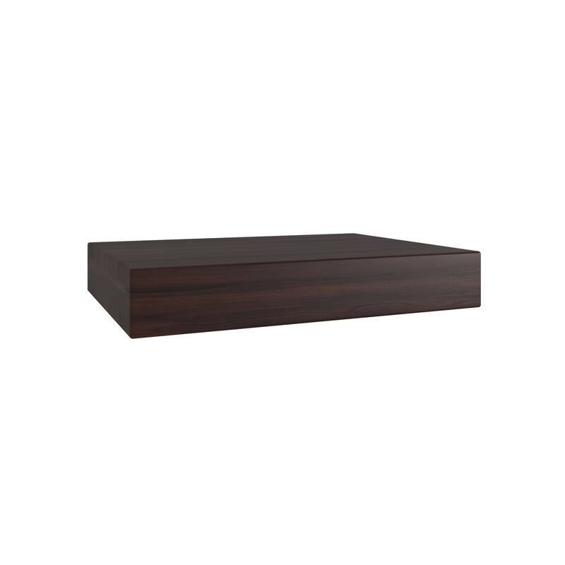 Manada Hollow Floating Teak Wall Shelf - Mocha - 12" Wide