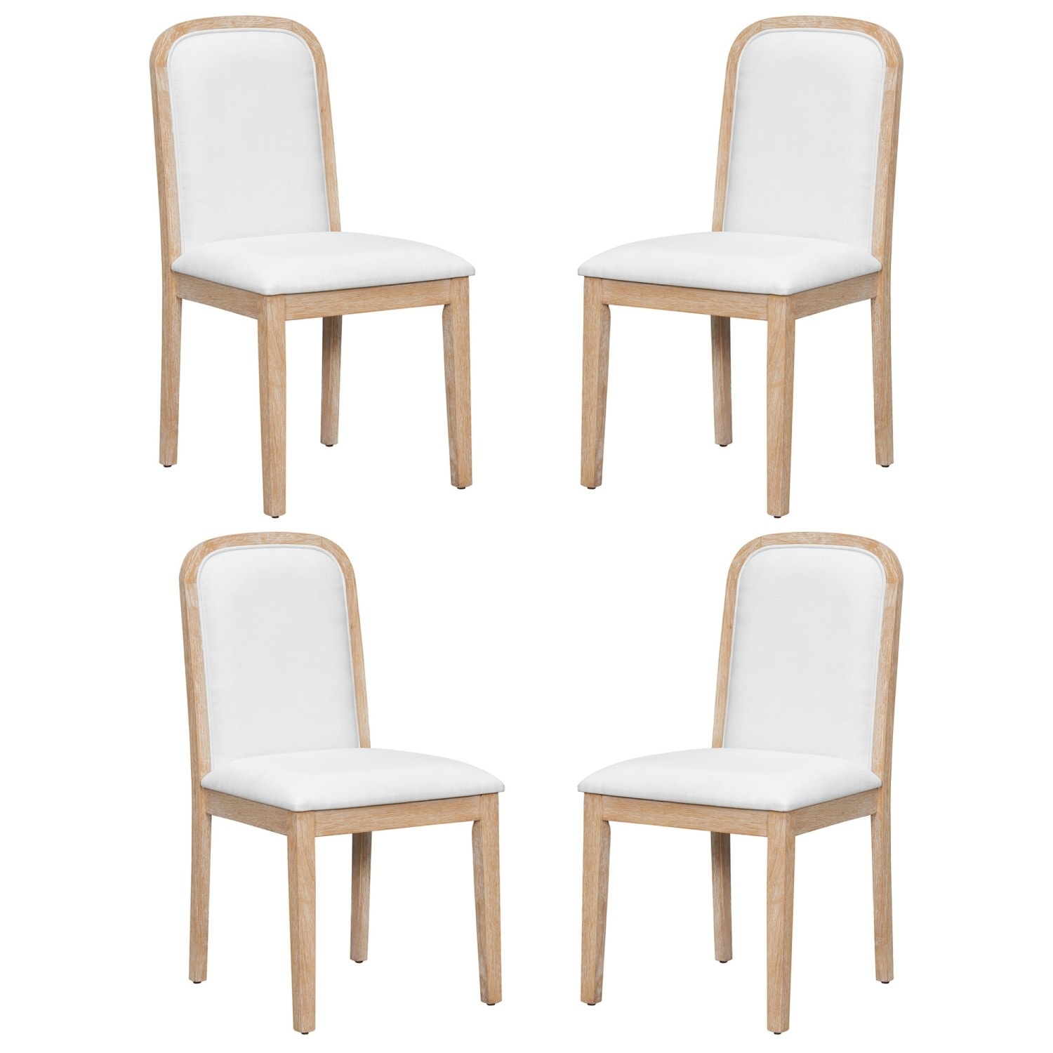 18.9" Vintage Linen Upholstered Dining Chairs, Set of 4