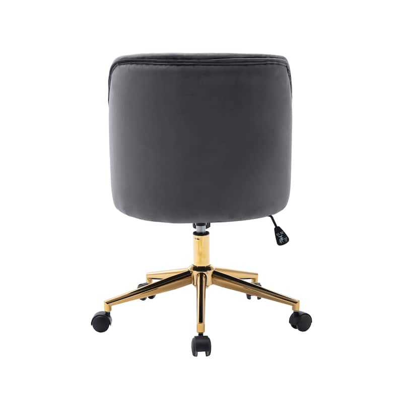 Porthos Home Hattie Tufted Velvet Office Chair, Gold Base With Wheels