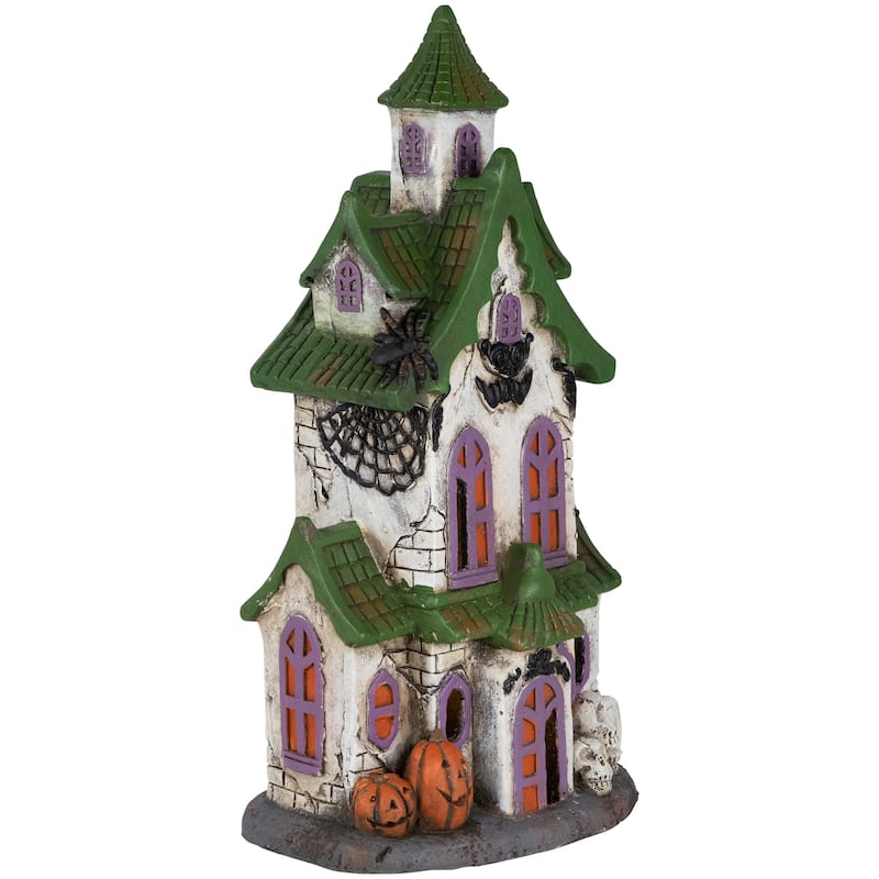 LED Lighted Haunted House with Skulls Halloween Decoration - 22.75"