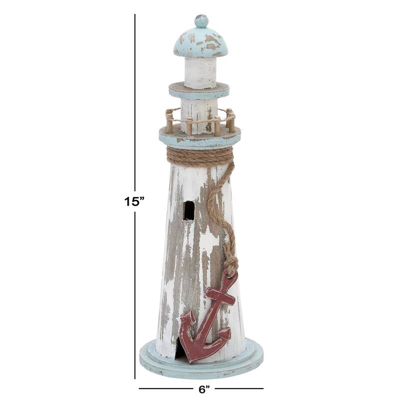 White Wood Light House Decorative Sculpture