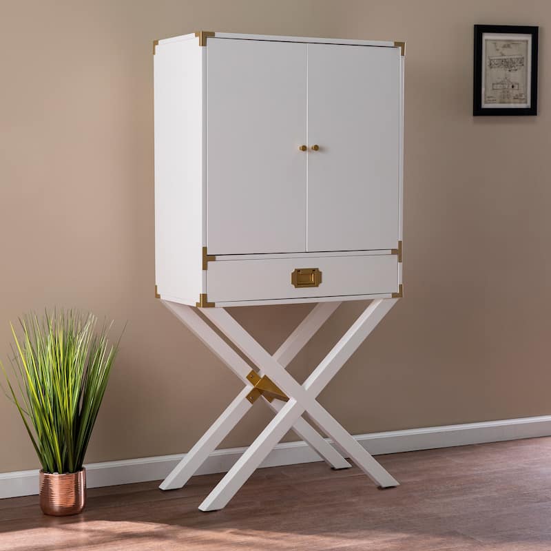 SEI Furniture Canna Transitional White Wood Bar Cabinet