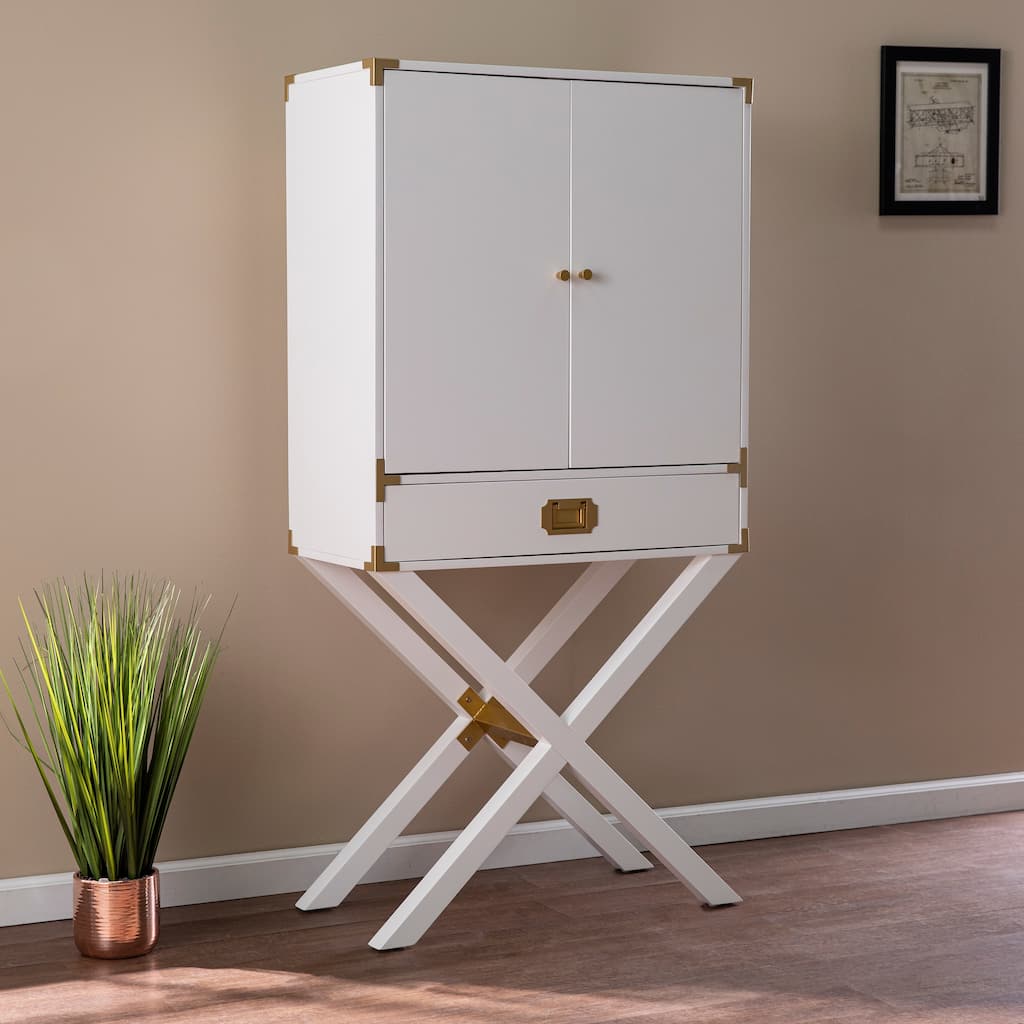 SEI Furniture Canna Transitional White Wood Bar Cabinet