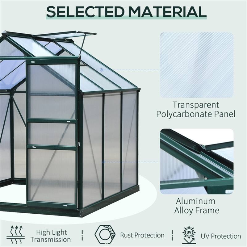 Walk-In Greenhouse for Garden Plants with Reinforced Base and Aluminum Frame