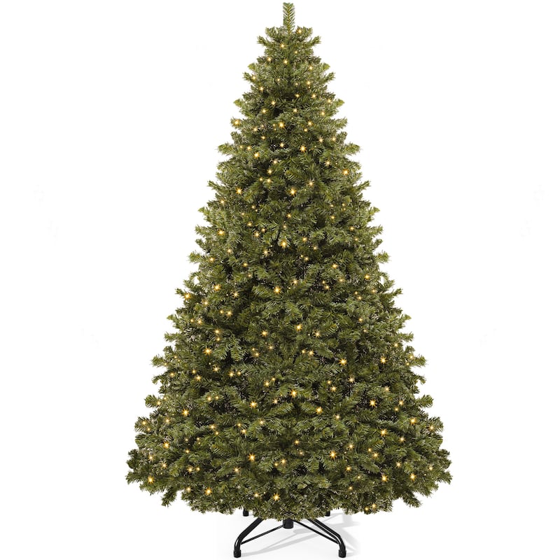 6/7.5Ft Pre-Lit Spruce Christmas Tree, Artificial Xmas Tree with 880 Branch Tips and 250 Lights for Home