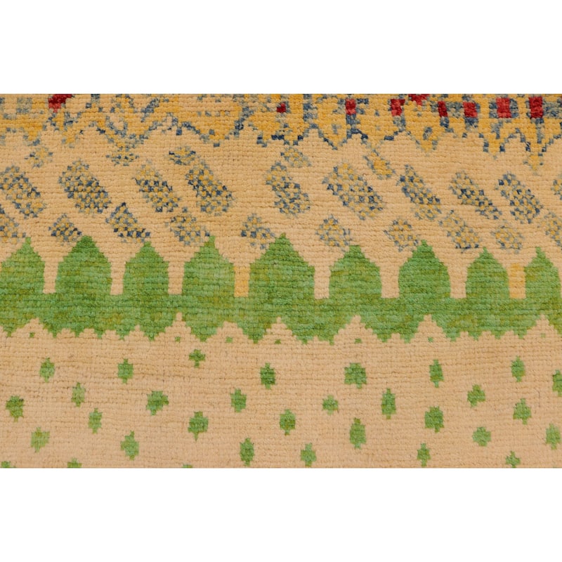 Contemporary Balochi Sawyer Blue/Red Hand Knotted Wool Rug - 3'2'' x 4'11''