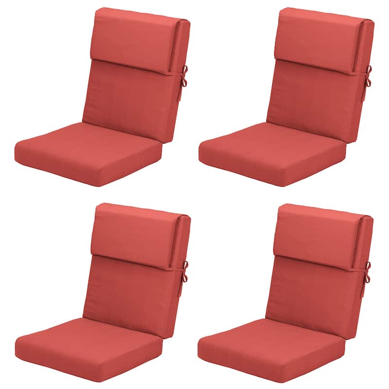 Aoodor Patio High Back Chair Cushions Set of 4, 46x21x4 Inches(Only Cushions) - Red