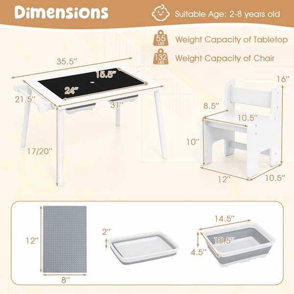 Costway Sensory Table & Chair Set for Kids 2-8 with Foldable Bins for - See Details