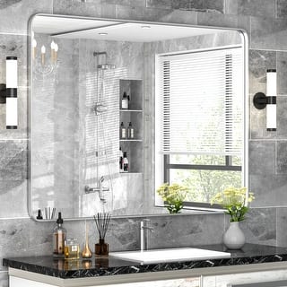 Modern Rounded Rectangle Stainless Steel Frame Wall Mirror