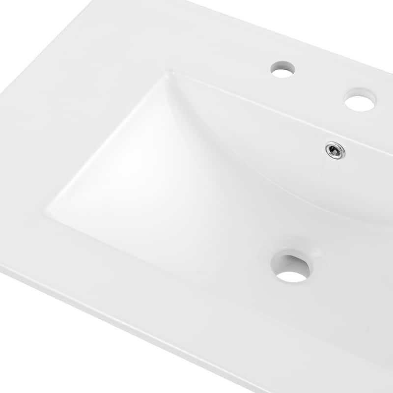 Aubert 3-Hole Classic Contemporary Rectangular Ceramic Single Sink Basin Vanity Top, by JONATHAN Y