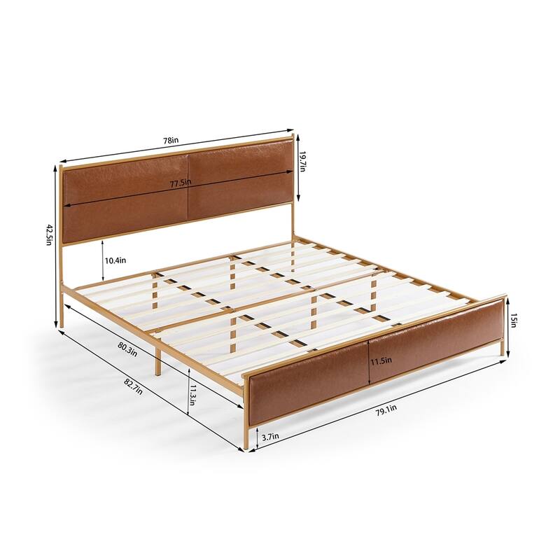 Classic Metal Platform bed with support legs