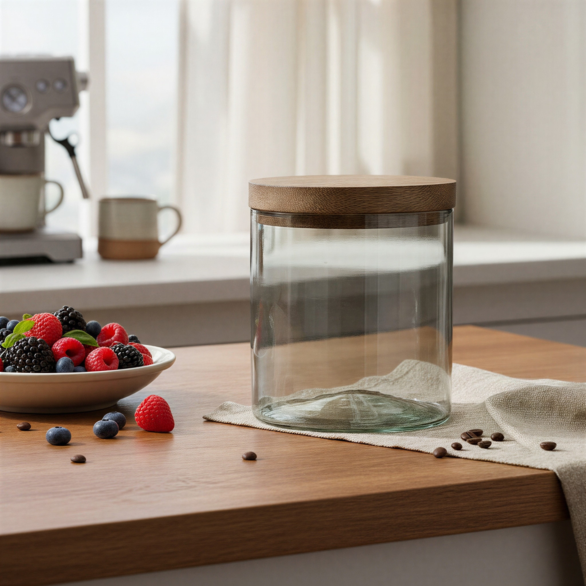 Hand-Blown Glass Jar with Natural Mango Wood Lid
