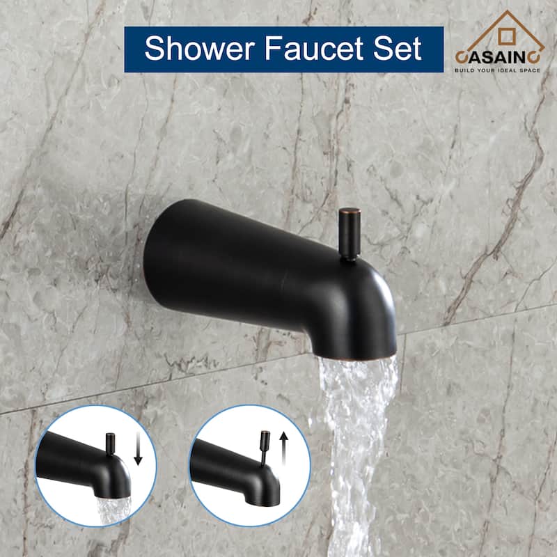 Single Handle 3-Spray Wall Mount Tub and Shower Faucet with Pressure Balanced Valve - 4.84" x 4.84"