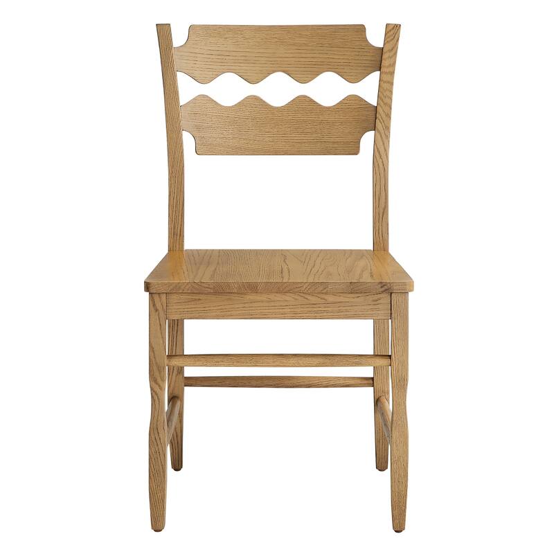 Jax Oak Wood Dining Chair With Wavy Razor Back