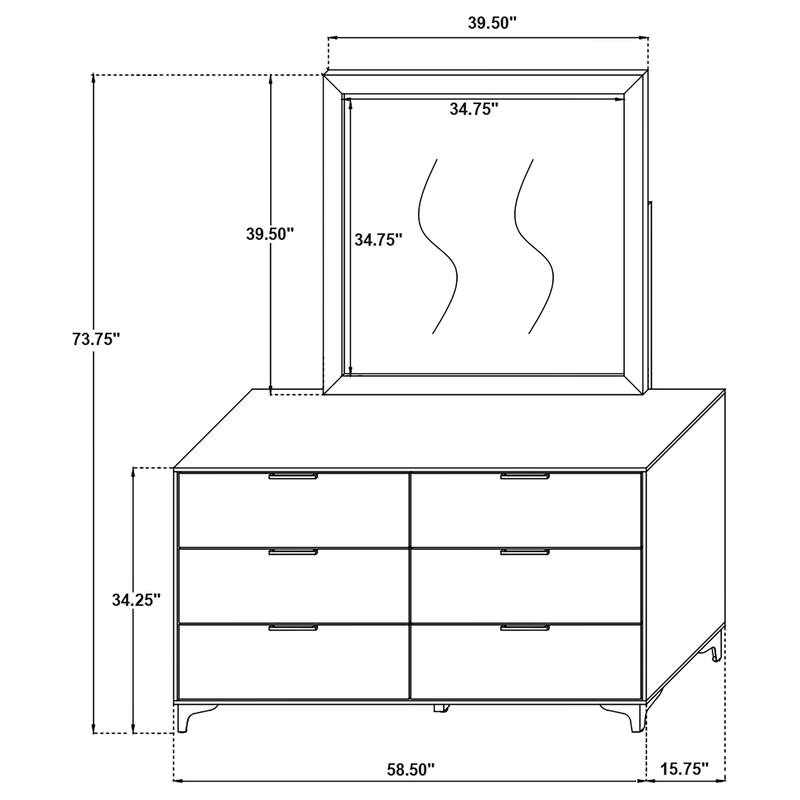 Kendall Modern Classic Wood 6-drawer Dresser