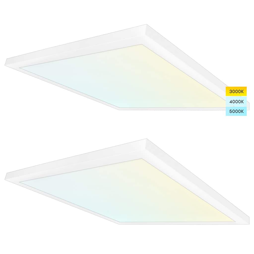 Luxrite 2x2 FT Surface Mount LED Flat Panel Light 3 Color Selectable 4000 Lumens Dimmable Damp Rated UL Listed 2 Pack