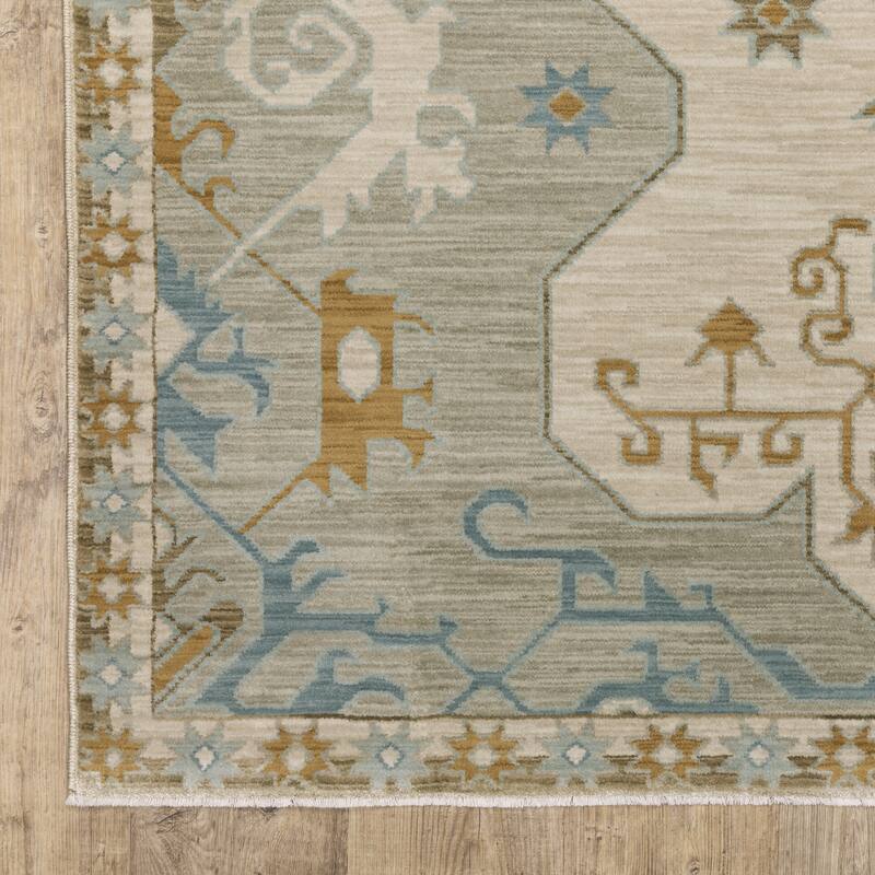 Meadow Bohemian Old World Inspired Grey/ Blue Area Rug